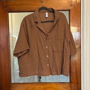 Stars Above Brown Button Down Shirt